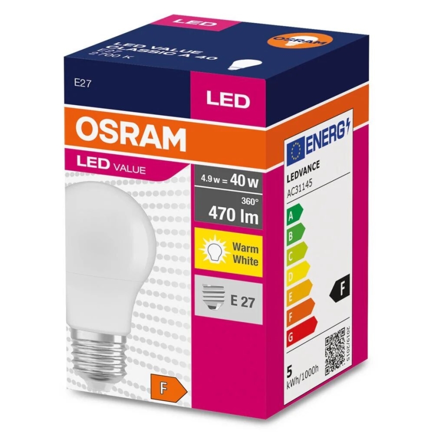 Lâmpada LED A40 E27/4,9W/230V 2700K - Osram