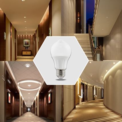 Lâmpada LED A60 com sensor de movimento e crepuscular E27/6W/230V 3000K - Aigostar