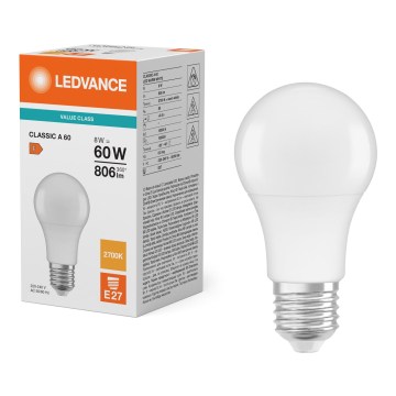 Lâmpada LED CLASSIC A60 E27/8W/230V 2700K - Ledvance