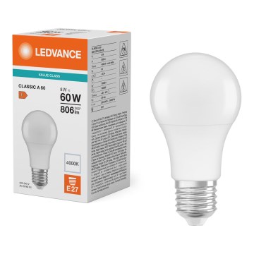 Lâmpada LED CLASSIC A60 E27/8W/230V 4000K - Ledvance
