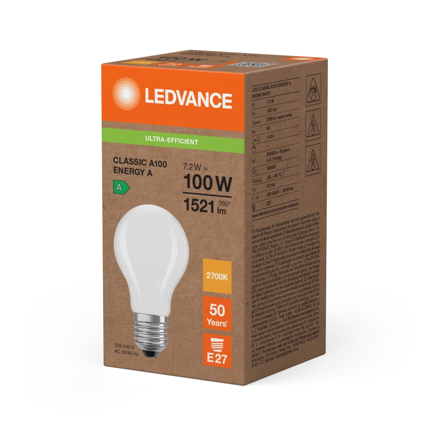 Lâmpada LED CLASSIC FILAMENT A60 E27/7,2 W/230 V 2700 K - Ledvance
