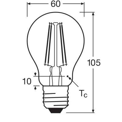 Lâmpada LED CLASSIC FILAMENT A60 E27/7,5W/230V 2700K - Ledvance