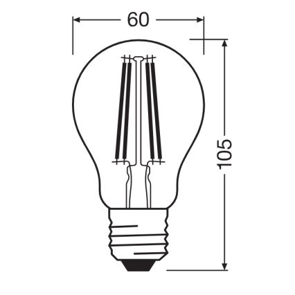 Lâmpada LED CLASSIC FILAMENT A60 E27/7W/230V 2700K - Ledvance