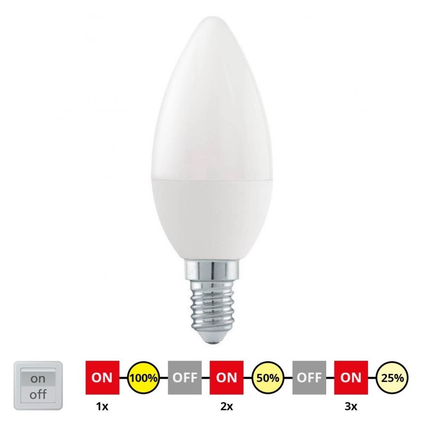 Lâmpada LED com regulação C37 E14/6W/230V 3000K - STEPDIMMING - Eglo 54834