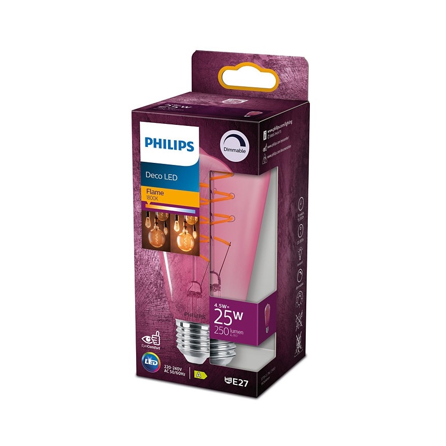 Lâmpada LED com regulação DECO Philips ST64 E27/4,5W/230V 1800K