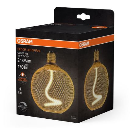 Lâmpada LED com regulação DECOR FILAMENT G125 E27/3,5W/230V 1800K dourado - Osram