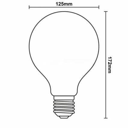 Lâmpada LED com regulação FILAMENT G125 E27/12W/230V 2000K