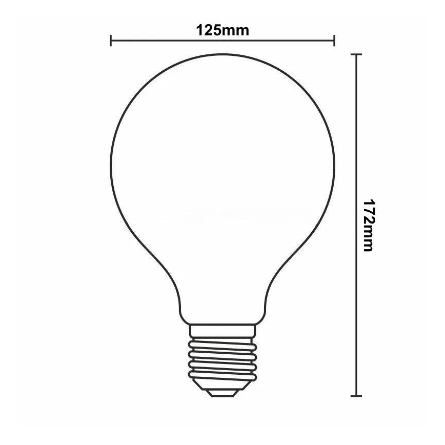 Lâmpada LED com regulação FILAMENT G125 E27/12W/230V 2000K