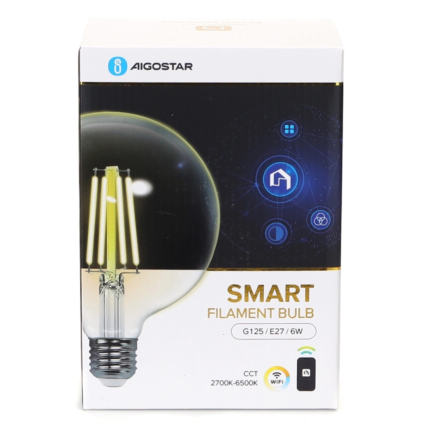 Lâmpada LED com regulação FILAMENT G125 E27/6W/230V 2700-6500K Wi-Fi - Aigostar