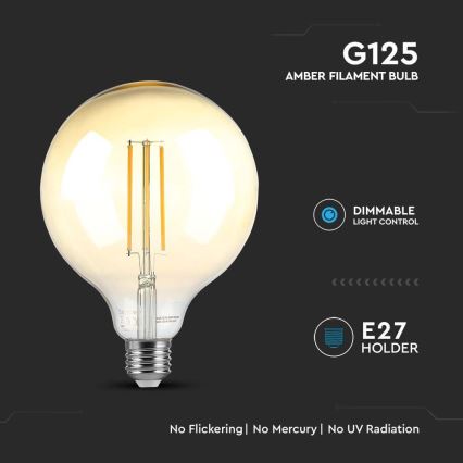 Lâmpada LED com regulação FILAMENT G125 E27/8W/230V 2200K