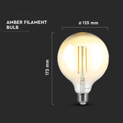 Lâmpada LED com regulação FILAMENT G125 E27/8W/230V 2200K