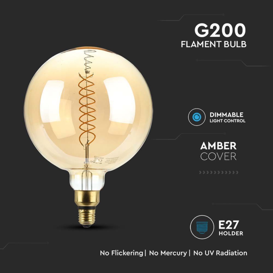Lâmpada LED com regulação FILAMENT G200 E27/8W/230V 1800K