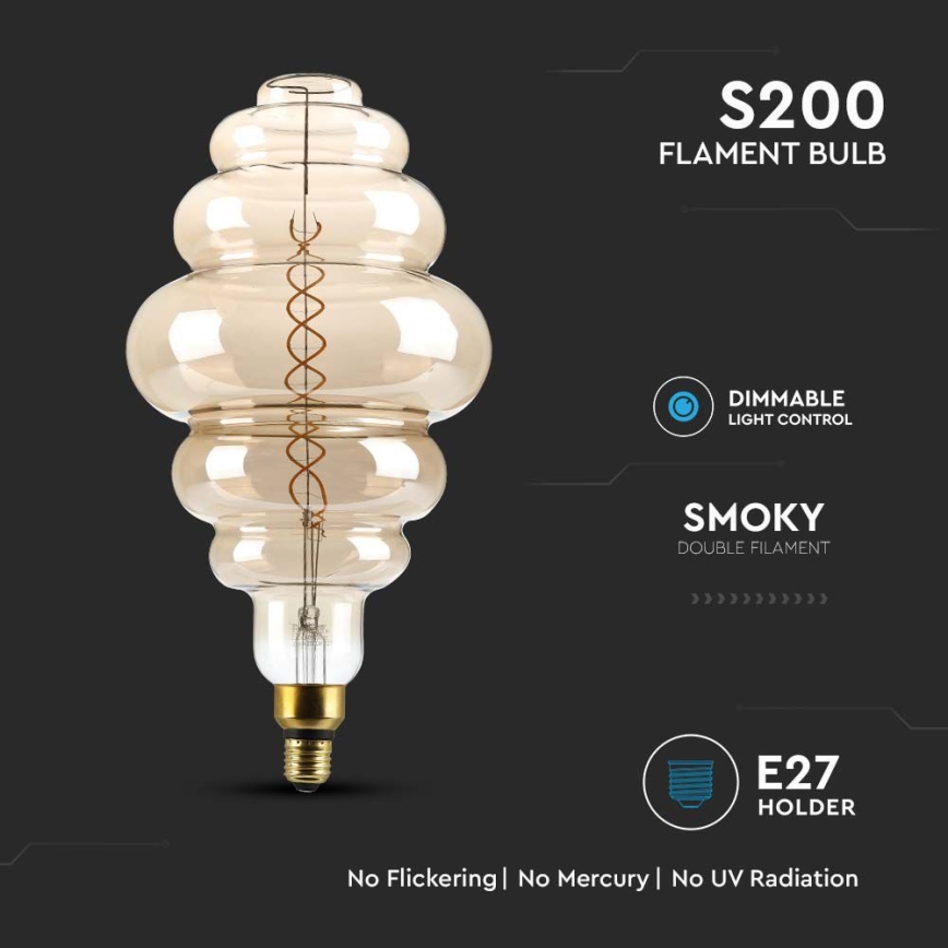 Lâmpada LED com regulação FILAMENT S200 E27/8W/230V 1800K