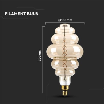 Lâmpada LED com regulação FILAMENT S200 E27/8W/230V 1800K