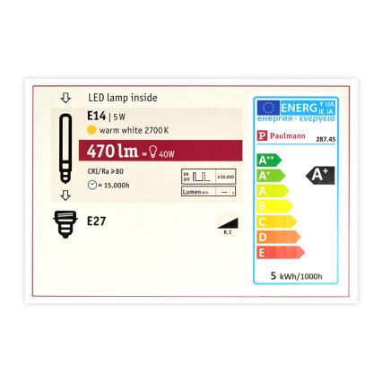 Lâmpada LED com regulação MOSAIC G125 E27/5W/230V 2700K - Paulmann 28745