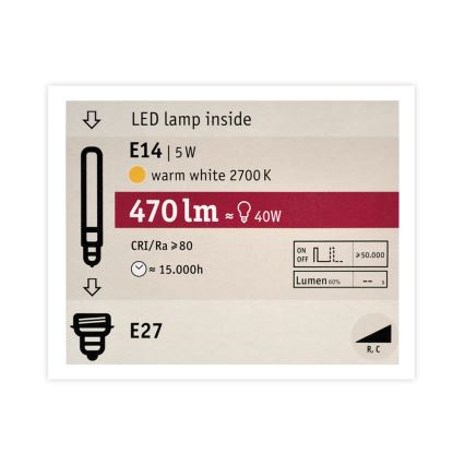 Lâmpada LED com regulação MOSAIC G125 E27/5W/230V 2700K - Paulmann 28747