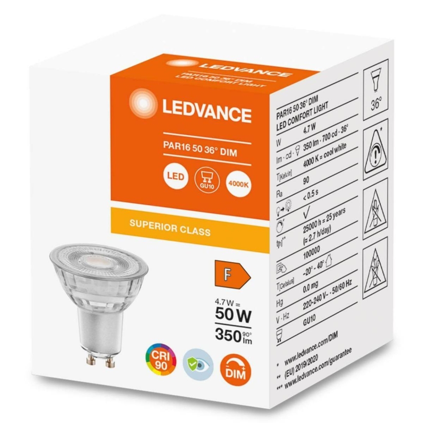 Lâmpada LED com regulação PAR16 GU10/4,7W/230V 4000K 36° CRI 90 - Osram