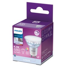 Lâmpada LED com regulação Philips GU10/6,2W/230V 4000K CRI 90