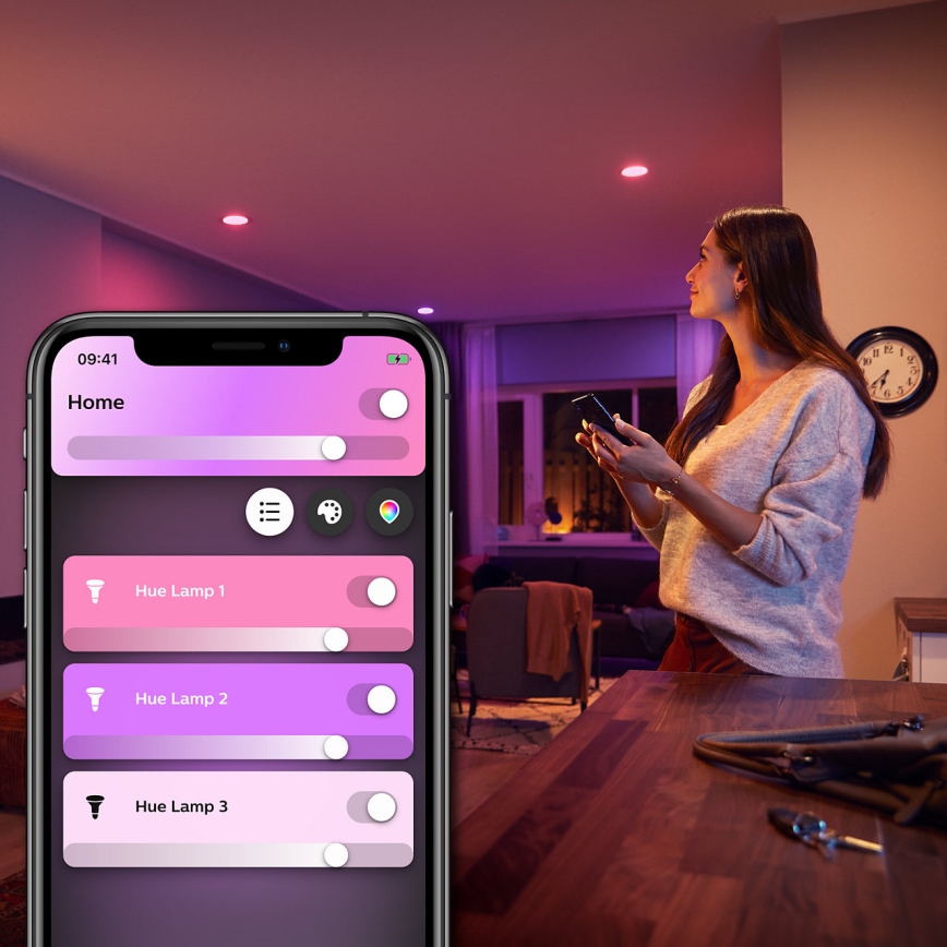 Lâmpada LED RGBW com regulação Philips Hue White And Color Ambiance E27/6,5W/230V 2000-6500K