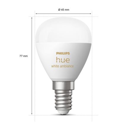 Lâmpada LED com regulação Philips Hue WHITE AMBIANCE P45 E14/5,1W/230V 2200-6500K