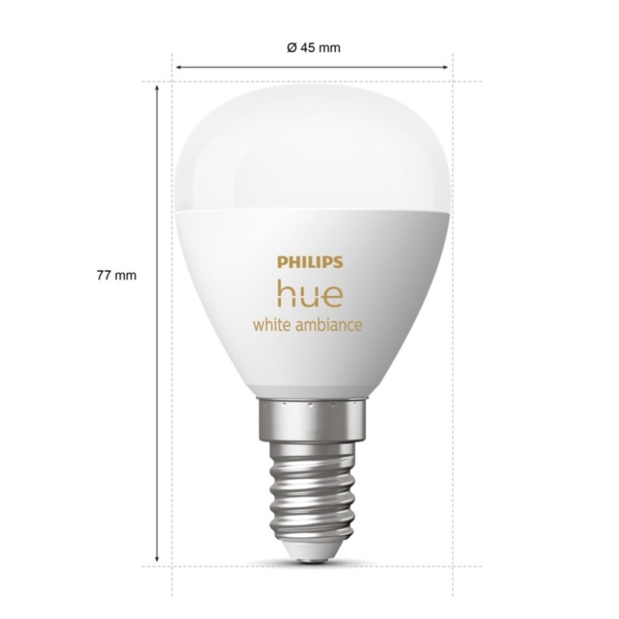 Lâmpada LED com regulação Philips Hue WHITE AMBIANCE P45 E14/5,1W/230V 2200-6500K
