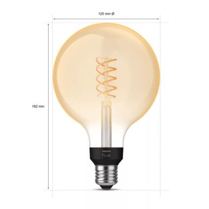 Lâmpada LED com regulação Philips Hue WHITE FILAMENT G125 E27/7W/230V 2100K