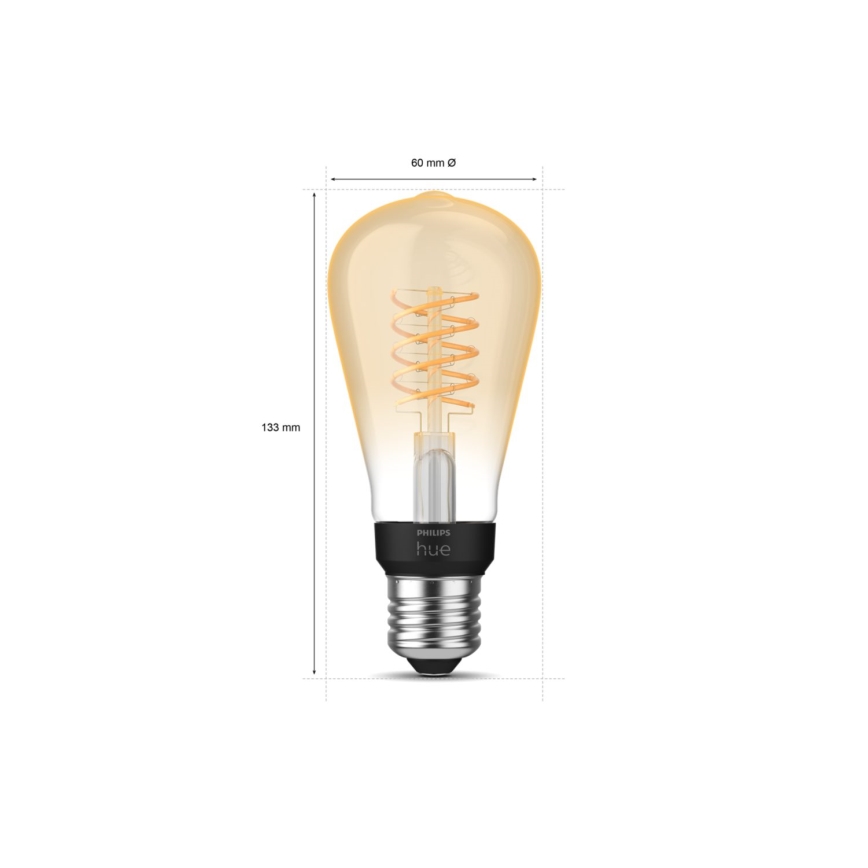 Lâmpada LED com regulação Philips Hue WHITE FILAMENT ST64 E27/7W/230V 2100K