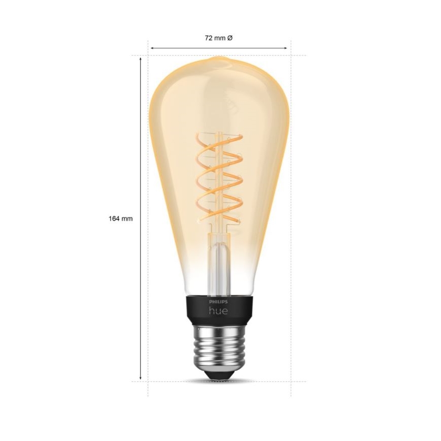 Lâmpada LED com regulação Philips Hue WHITE FILAMENT ST72 E27/7W/230V 2100K