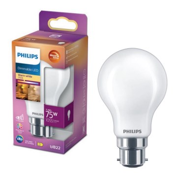 Lâmpada LED com regulação Philips Warm Glow A60 B22/7,2W/230V 2200-2700K CRI 90