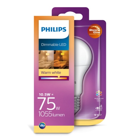 Lâmpada LED com regulação Philips Warm Glow A60 E27/10,5/230V 2200K-2700K