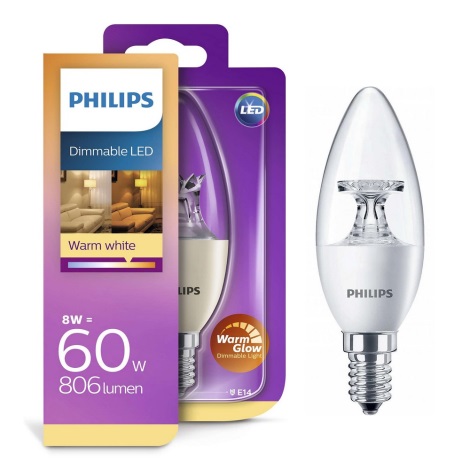 Lâmpada LED com regulação  Philips Warm Glow E14/8W/230V