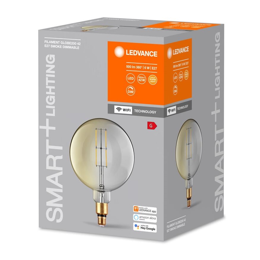 Lâmpada LED com regulação SMART+ GLOBE G200 E27/6W/230V 2500K Wi-Fi - Ledvance