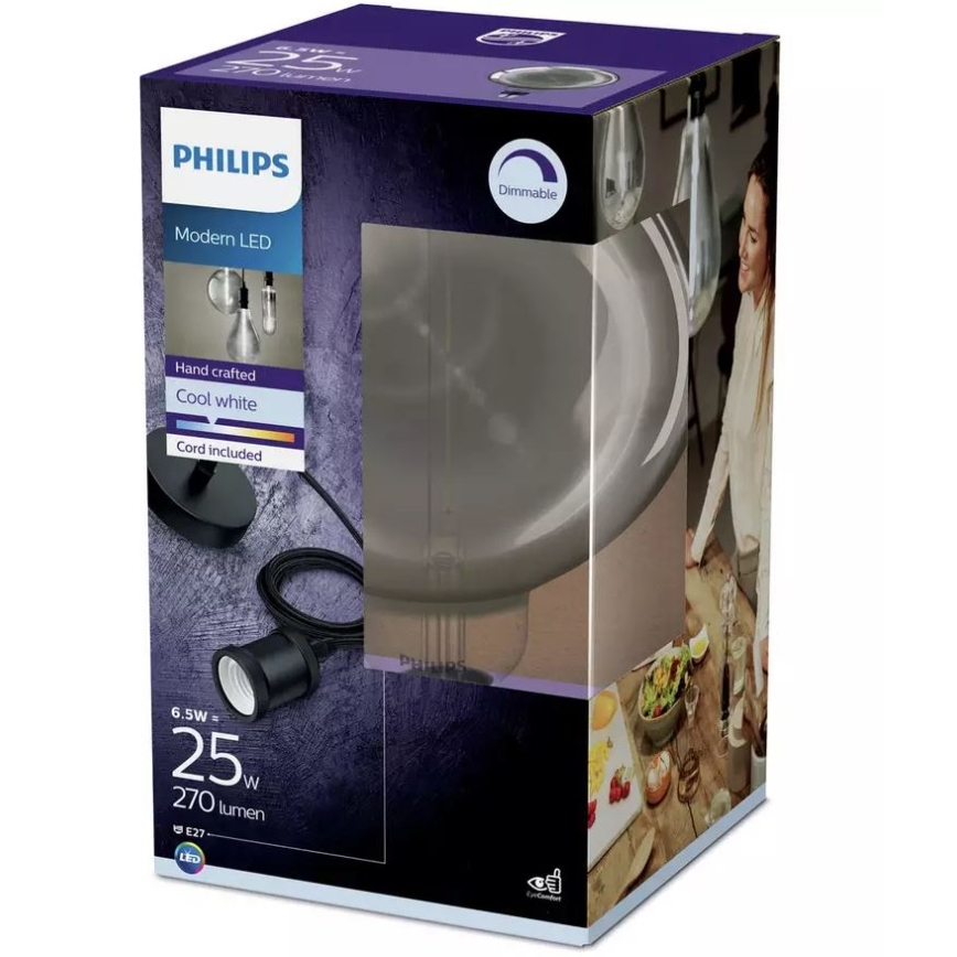 Lâmpada LED com regulação SMOKY VINTAGE Philips E27/6,5W/230V 4000K