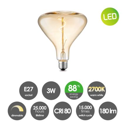 Lâmpada LED com regulação VINTAGE EDISON E27/3W/230V 2700K