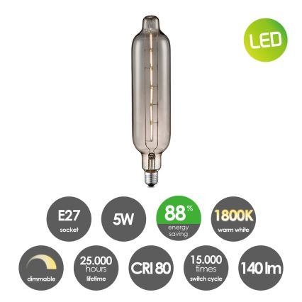 Lâmpada LED com regulação VINTAGE EDISON E27/5W/230V 1800K