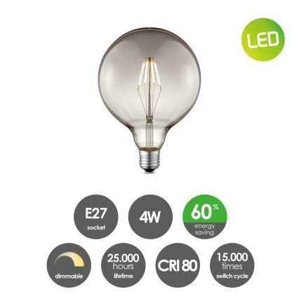 Lâmpada LED com regulação VINTAGE EDISON G125 E27/4W/230V 2700K