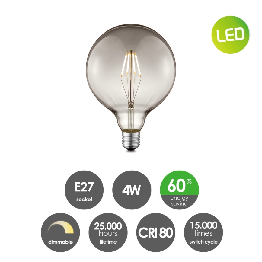 Lâmpada LED com regulação VINTAGE EDISON G125 E27/4W/230V 2700K