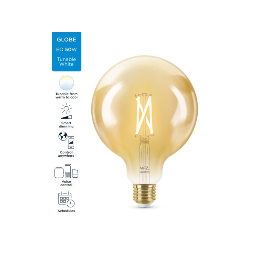 Lâmpada LED com regulação VINTAGE FILAMENT G125 E27/6,7W/230V 2000-5000K CRI 90 Wi-Fi - WiZ