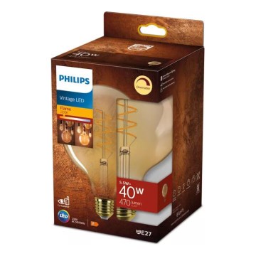 Lâmpada LED com regulação VINTAGE Philips G125 E27/5,5W/230V 2200K