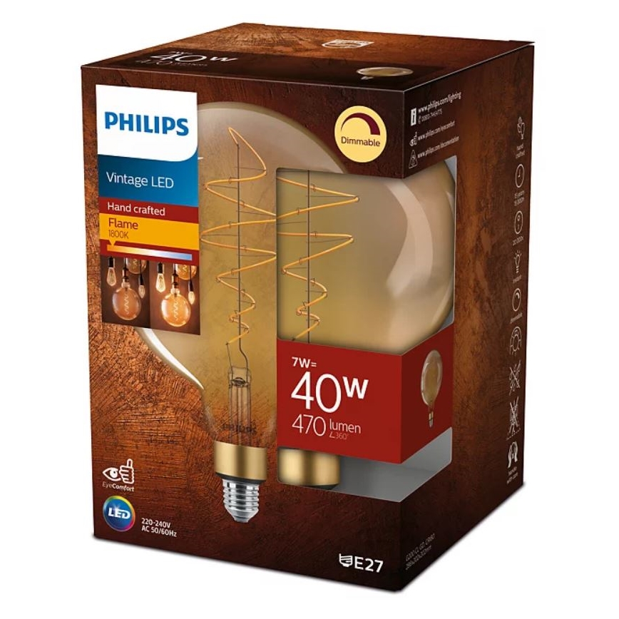 Lâmpada LED com regulação VINTAGE Philips G200 E27/7W/230V 2000K