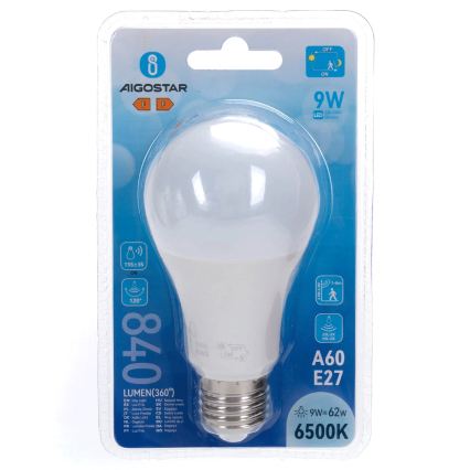 Lâmpada LED com sensor de movimento e sensor crepuscular A60 E27/9W/230V 6500K - Aigostar