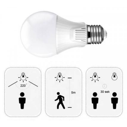 Lâmpada LED com sensor de movimento E27/9W/230V 6500K