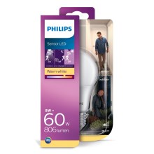 Lâmpada LED com sensor de movimento Philips E27/8W/230V 2700K