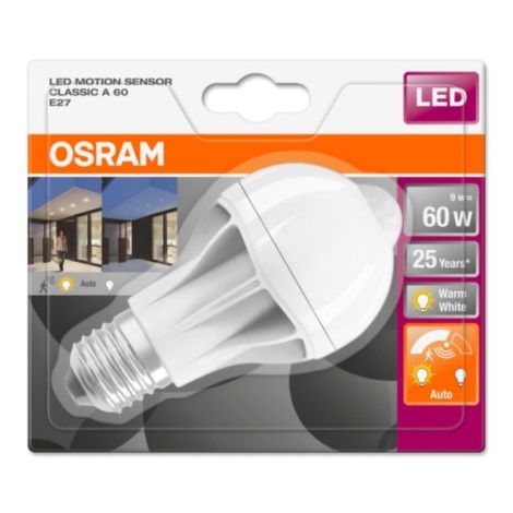 Lâmpada LED com sensor de movimento STAR E27/9W/230V 2700K - Osram