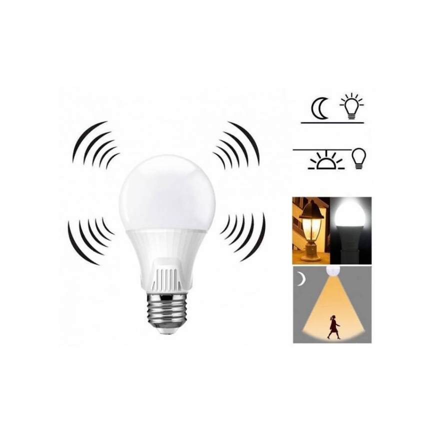 Lâmpada LED com sensor E27/9W/230V 6500K