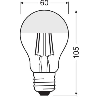 Lâmpada LED com topo espelhado FILAMENT E27/6,5W/230V 2700K dourada - Osram