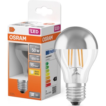 Lâmpada LED com topo espelhado FILAMENT E27/6,5W/230V 2700K prateada- Osram