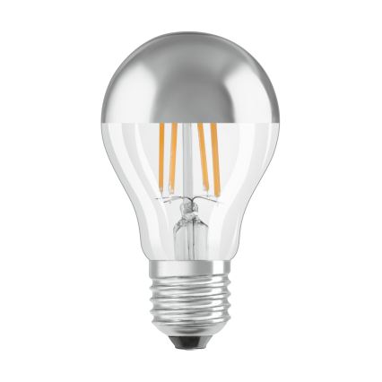 Lâmpada LED com topo espelhado FILAMENT E27/6,5W/230V 2700K prateada- Osram