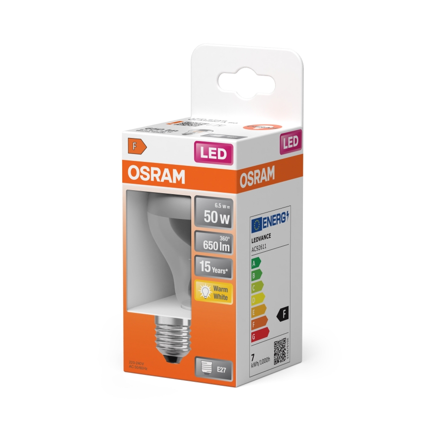 Lâmpada LED com topo espelhado FILAMENT E27/6,5W/230V 2700K prateada- Osram