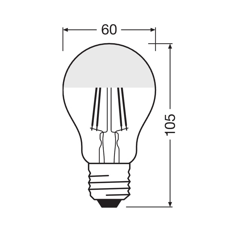 Lâmpada LED com topo espelhado FILAMENT E27/6,5W/230V 2700K prateada- Osram